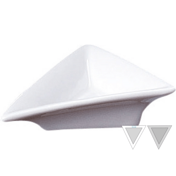Hvite porselen trekantede beholdere